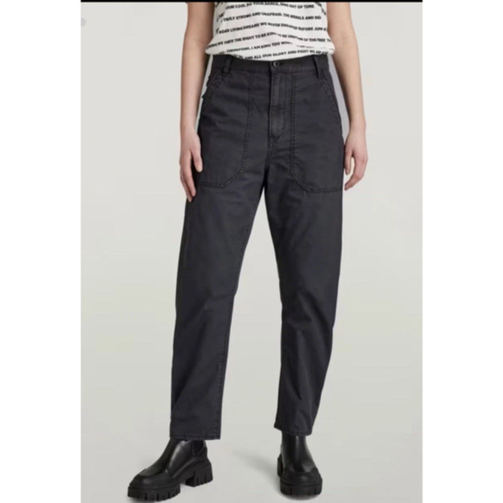 G-Star Raw 3D Fatigue‎ Boyfriend Pants Hi Rise Black Loose Chino SZ 31 Utility